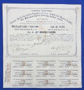 GOLD MINING: SOUTH AFRICA FIRST NETHERLANDS TRANSVAAL GOLDMINING CO LTD Bearer Certificate for 5x £1