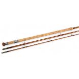 A fine B James & Son London "The Avocet" split cane carp and barbel rod, 11ft 6" 3pc, 25" onion