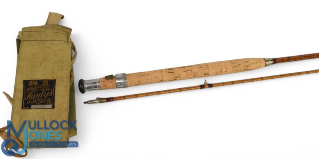 Hardy Alnwick "The Knockabout" Palakona split cane trout fly rod No A99757, 9ft 6" 2pc alloy sliding