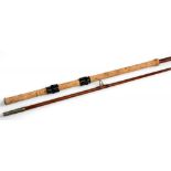 Scarce Hardy Glaskona No H45019 light spinning rod, 8ft 2pc, 21" handle, alloy sliding reel