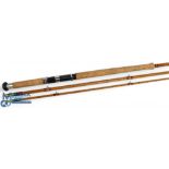 Greys of Alnwick "The Alnwick Salmon Fly" split cane rod, 13ft 3pc, 25" handle, alloy down locking