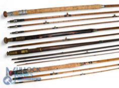 Farlow of London Holdfast Pashley, 11' 3 piece split cane spinning rod with spare short tip, agate