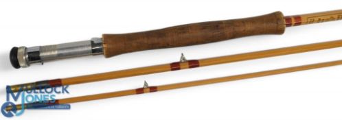 Edgard Sealey Octofly split cane fly rod, 10ft 3pc, alloy uplocking reel seat, red agate butt/tip