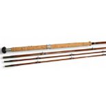 J S Sharpe Aberdeen impregnated split cane salmon fly rod 442052, 12ft 3pc with spare tip, 20"