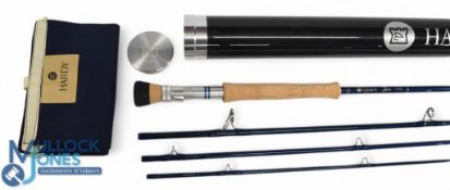 A fine Hardy Alnwick Zane Saltwater carbon fly rod 9ft 4pc line 12#, alloy double uplocking reel