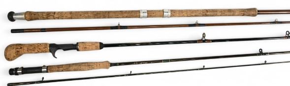 3x Various rods - Bob Church Arthur Cove carbon trout fly rod 9ft 6in 2pc line 5/6# uplocking reel