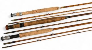 James B Walker Newcastle on Tyne split cane trout fly rod, 9ft 6