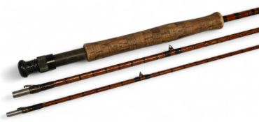 Hardy Alnwick refurbished and re-named split cane trout fly rod No 27168 and named 