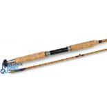 Allcocks Nimrod split cane medium spinning rod, 8ft 6" 2pc, 16" handle with alloy uplocking reel