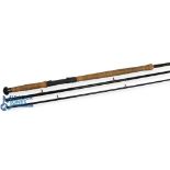 Daiwa made in Scotland Four Seasons carbon salmon fly rod 15ft 3pc line 9/11#, 27" handle with