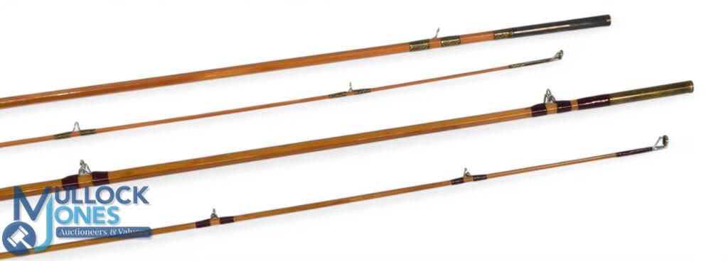 Millwards Flymaster split cane trout fly rod, 8ft 6" 2pc, alloy uplocking reel seat with wood insert - Image 2 of 2