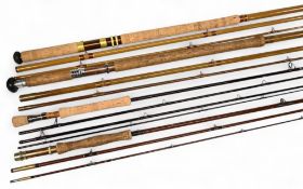 Milbro hollow glass salmon fly rod, 14ft 3pc line 10#, 26