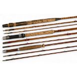 Hardy Alnwick split cane fly rod No 19208, 11ft 3pc, brass reel fittings, agate butt/tip rings,