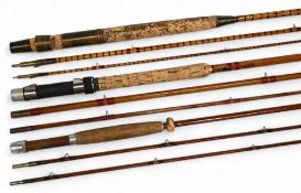 Hardy Alnwick split cane fly rod No 19208, 11ft 3pc, brass reel fittings, agate butt/tip rings,