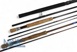 Collection of carbon rods and an alloy rod tube as follows: unnamed trout fly rod, 10ft 3pc, alloy