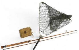 Hardy Wanless 6lb line Palakona split cane spinning rod 7ft 2pc stamped E66032 - clear gate butt/tip