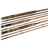 Edgar Sealey "Octofly" split cane trout fly rod with double built butt, 9ft 2pc, alloy uplocking
