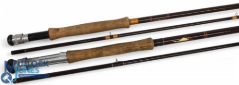 Hardy Alnwick Fibatube trout fly rod, 9ft 2pc line 7#, alloy uplocking reel seat, Abu cloth bag.