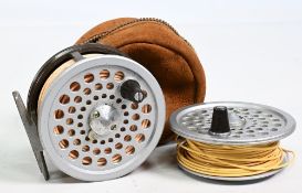 The Kielder Reel 325 3 ¼” wide drum alloy fly reel and spare spool (2) stamped Pat Pending, made