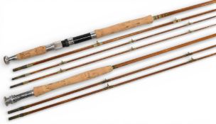 Millwards Fly Rover split cane fly rod No 5853, 9ft 5” 2pc with spare tip (4” short), alloy