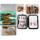 5x Small containers with a selection of salmon flies, as follows: 1x 16 small doubles. 1x tube flies