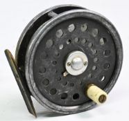 J J S Walker Bampton Maker Redditch alloy trout fly reel, 3 ½” ventilated spool, 2 screw latch,