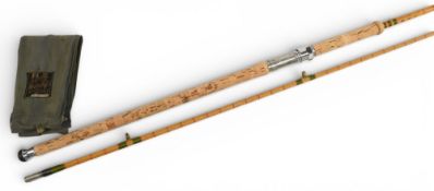 Hardy Alnwick “The No 3 LRH spinning” Palakona split cane rod, 9ft 6” 2pc, 29” mushroom handle,