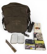 Deerhunter Fishing Canvas Bag, with leather trim shoulder strap, has age related wear to insides,