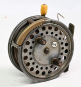 Scarce Hardy Bro Silex Major 4” alloy baitcasting reel with brass auxiliary brake to rim, twin