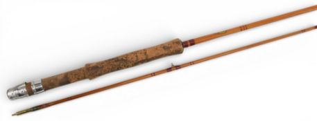 Allcocks Marvel split cane trout fly rod, 9ft 2pc alloy sliding reel fittings, red agate butt/tip