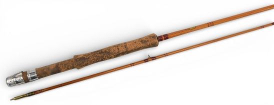 Allcocks Marvel split cane trout fly rod, 9ft 2pc alloy sliding reel fittings, red agate butt/tip