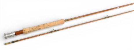 Millwards Redditch “Troutcraft” offset SFR 409-10 split cane trout fly rod, 8ft 5” 2pc, alloy