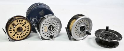 Olympic 4320 vintage alloy fly reel, 3 ½” diameter, rim adjuster and U-shaped line guide, good, a