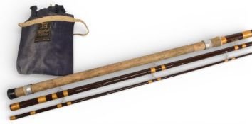 Hardy Matchmaker 14’ 3 piece hollow glass match rod, orange whipped guides, back weighted butt,