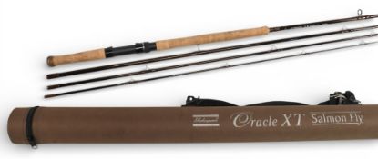 Shakespeare Oracle XT salmon fly rod, Gary Scott model, 12’ 4 piece carbon, #8, down lock reel seat,