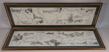2x framed Fisherman’s Maps/Plans of the salmon caught on Upper and lower Welsh Wye: reproduction