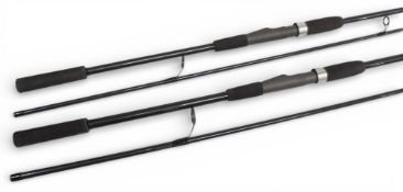 Pair of Normark Titan 3000 12’ 2 piece carp rods, 2 1/4lbTC, blue finish, black whipped lined