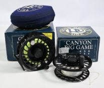 Ross USA Canyon BG-5 alloy salmon reel with spare spool, 4” ventilated spool and frame, quarter turn