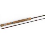 Bruce & Waker River Trout carbon hand built fly rod, 8ft 6” 2pc line 3/6#, alloy sliding reel