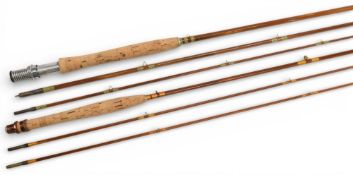 Millwards Fly Rover split cane fly rod, 9ft 6” 3pc (tip 2” short), alloy uplocking reel seat and