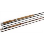 Caudle & Rivaz Ltd carbon fibre sea trout/light salmon fly rod, 12ft 3pc line 9/10#, 21” handle,