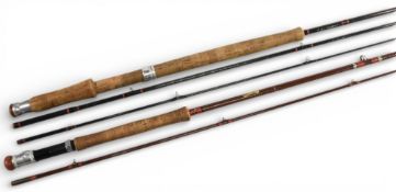 Caudle & Rivaz Ltd carbon fibre sea trout/light salmon fly rod, 12ft 3pc line 9/10#, 21” handle,