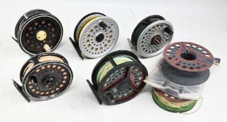 5x Various fly reels to include Ryobi 357 super light magnesium alloy fly reel 3 ¾”, Rimfly II