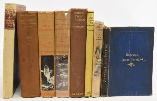 Period Fishing Books to include Med Spinnspo Jorden Runt 1943 Negley Farson (Sweden), Scotch Loch-
