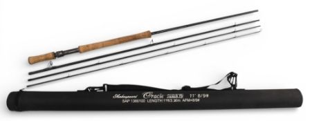 Shakespeare Oracle Switch carbon fly rod 11ft 4pc line 8/9#, 18” handle, alloy uplocking reel seat
