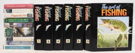 6x folders of the Art of Fishing magazine and nine fishing VHS Video cassettes, all in VG-G
