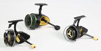 3x K P Morritt fixed spool reels to include an Intrepid Continental (missing bail arm), 2x