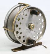 Hardy Bros Longstone alloy centrepin reel with 4” backplate twin handle, Bickerdyke line guide