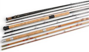 Collection of mixed use and mixed material construction rods, as follows: 1x unnamed float/match