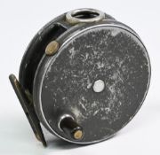 Hardy Bros “The Perfect” alloy sea trout fly reel, 3 7/8” ventilated spool, black handle, milled rim